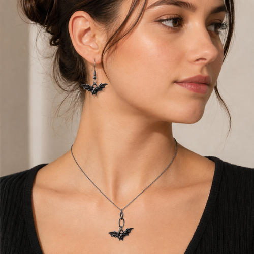 Bat Earrings & Necklace Set