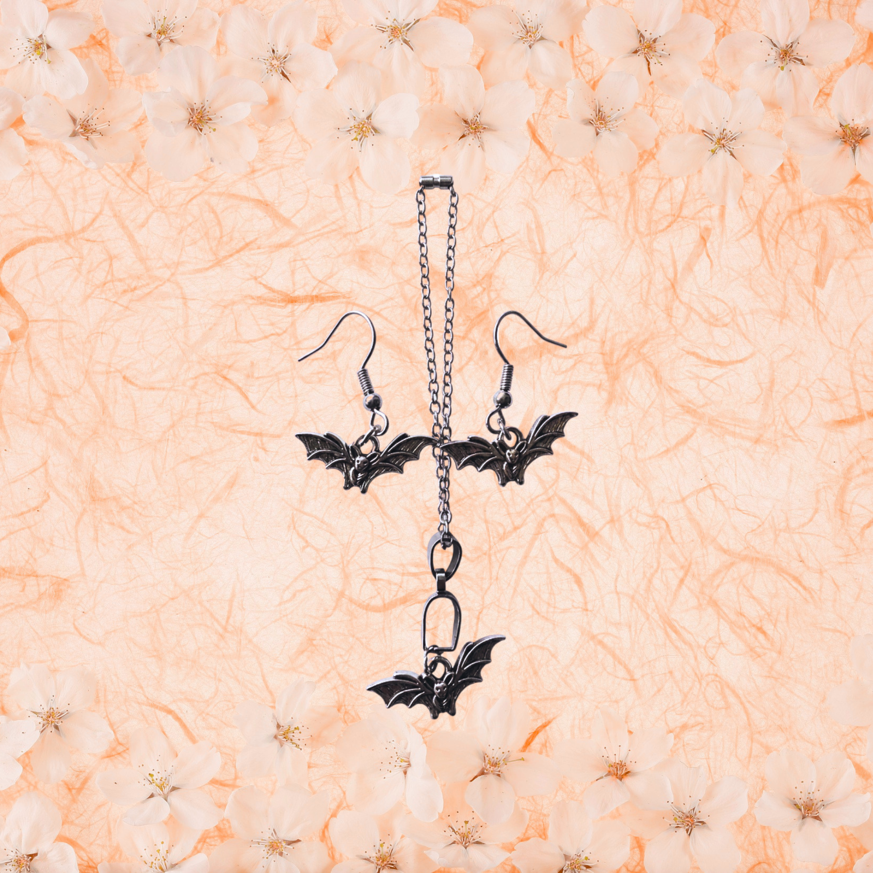 Bat Earrings & Necklace Set