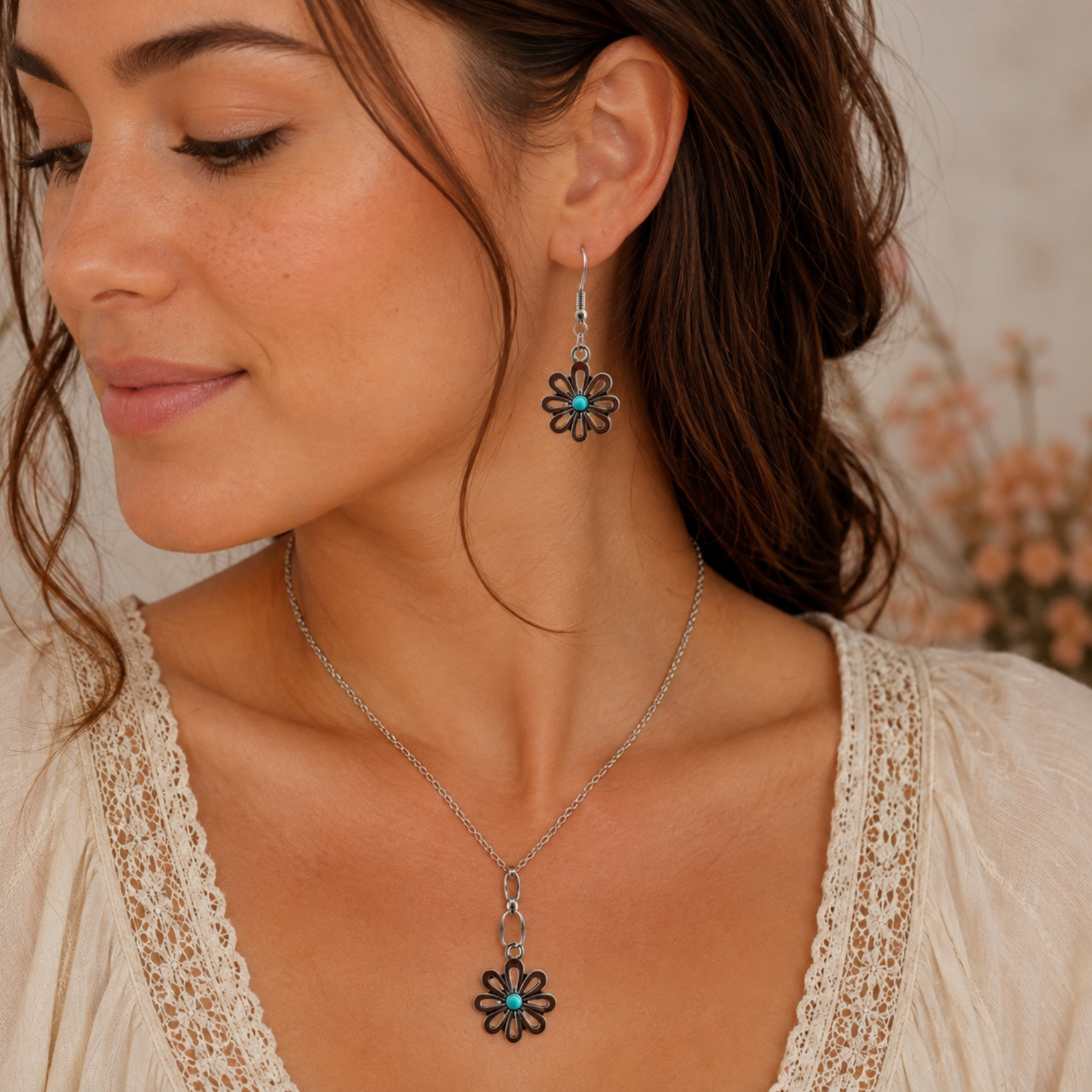 Daisy Earrings & Necklace Set