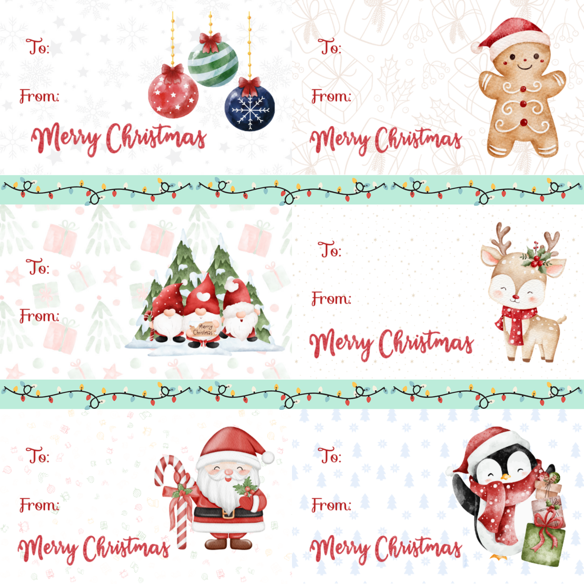 Christmas Gift Tags - Set of 6