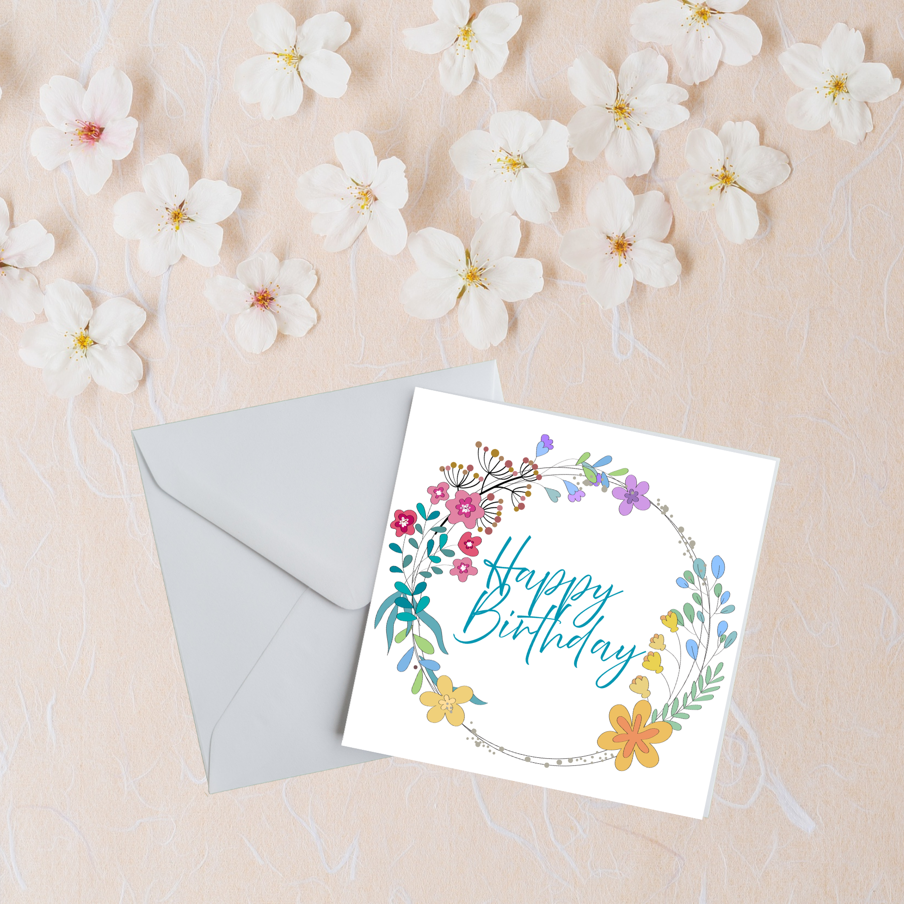 Happy Birthday - Flower Wreath